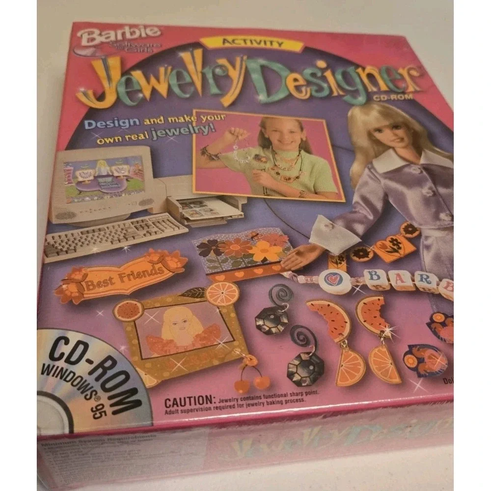 Vintage Retro Toys Barbie Jewelry Designer CD-ROM Set  1998 Sealed New Deadstock